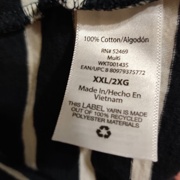 Free Assembly XXL Striped T-Shirt Black White Boxy Fit Soft Casual Cotton Tee - Picture 5 of 7